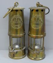 Two Eccles Type 6 miner's lamps