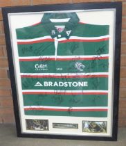 A signed rugby shirt, Tigers shirt Triple Final 2006/2007 EDF Guinness Premiership, framed **