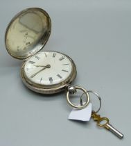 A silver cased fusee pocket watch, London 1848, Counsell, Ross