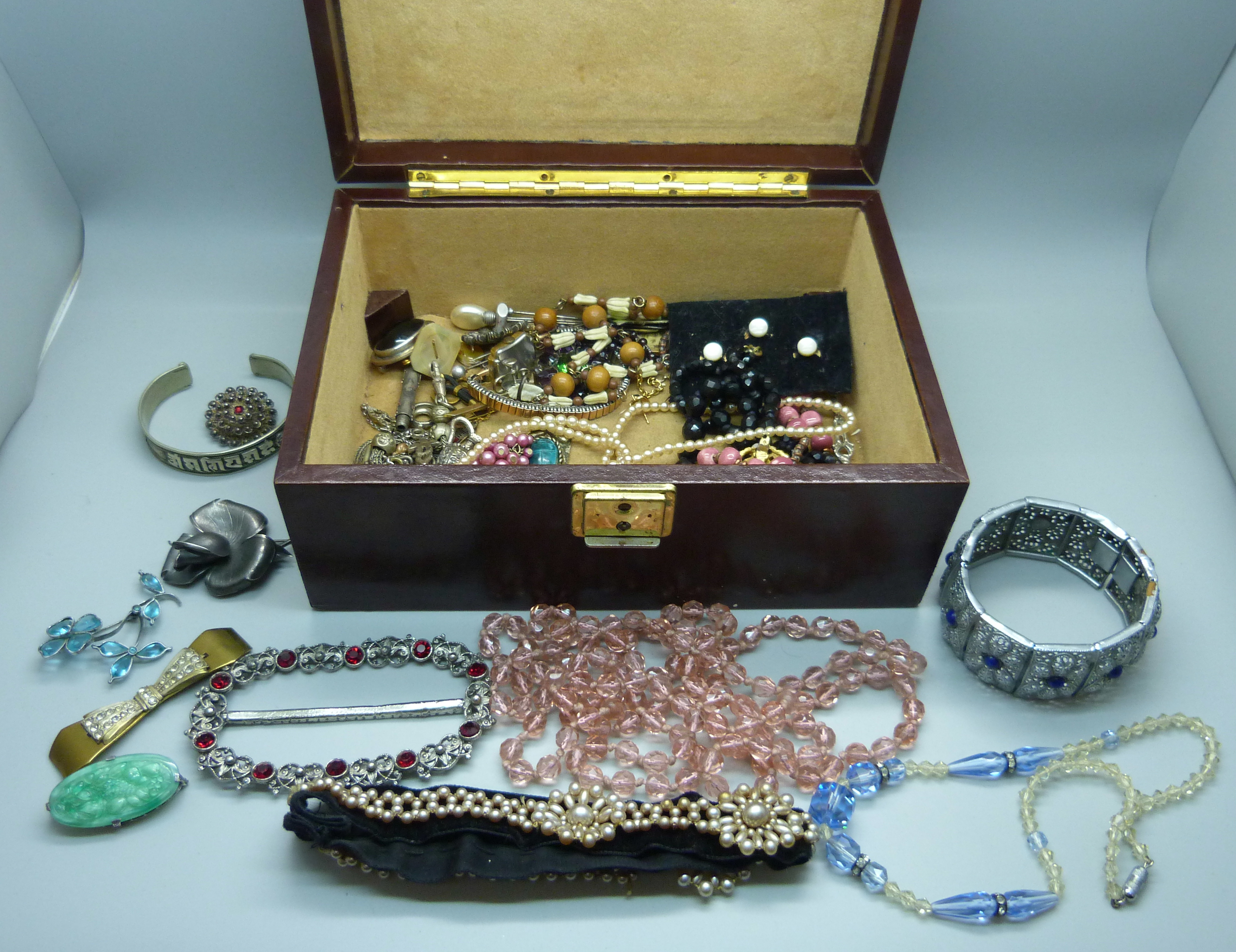 A box of vintage costume jewellery