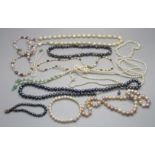 Assorted Baroque cultured pearl and freshwater pearl necklets and bracelets, eleven pieces in total