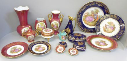 A collection of Limoges vases, lidded pots, etc. (18)