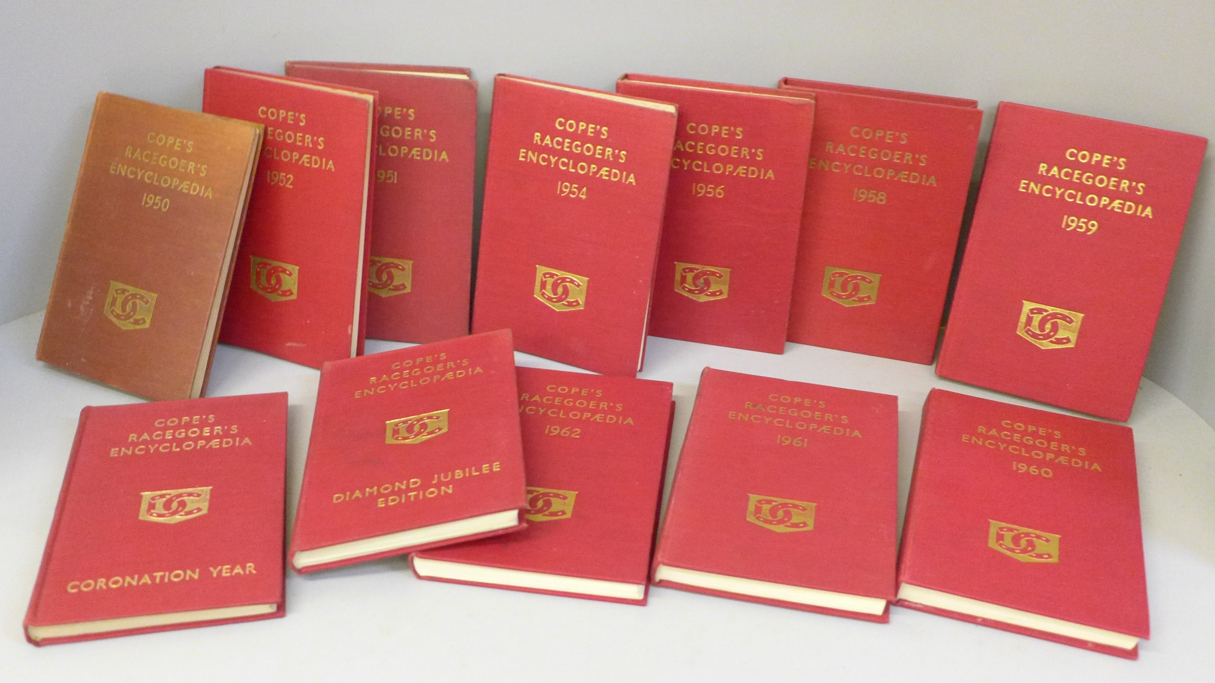 Twelve volumes, Copes Racegoer's Encyclopedia, 1950s and 1960