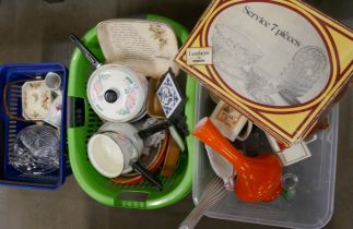 A collection of china and glassware including coloured glass **PLEASE NOTE THIS LOT IS NOT