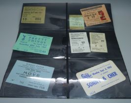 A collection of 17 ticket stubs including Amen Corner, Freddie and the Dreamers, The Byrds, The Who,