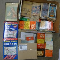 A box of UK road maps, 1940s to 1970s, ex-Barton transport maps, UK and Europe