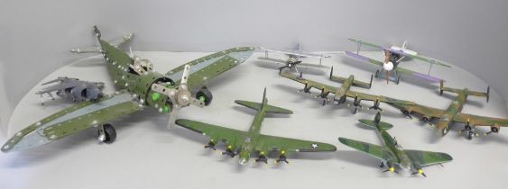 A collection of die-cast model aircraft and a boxed model