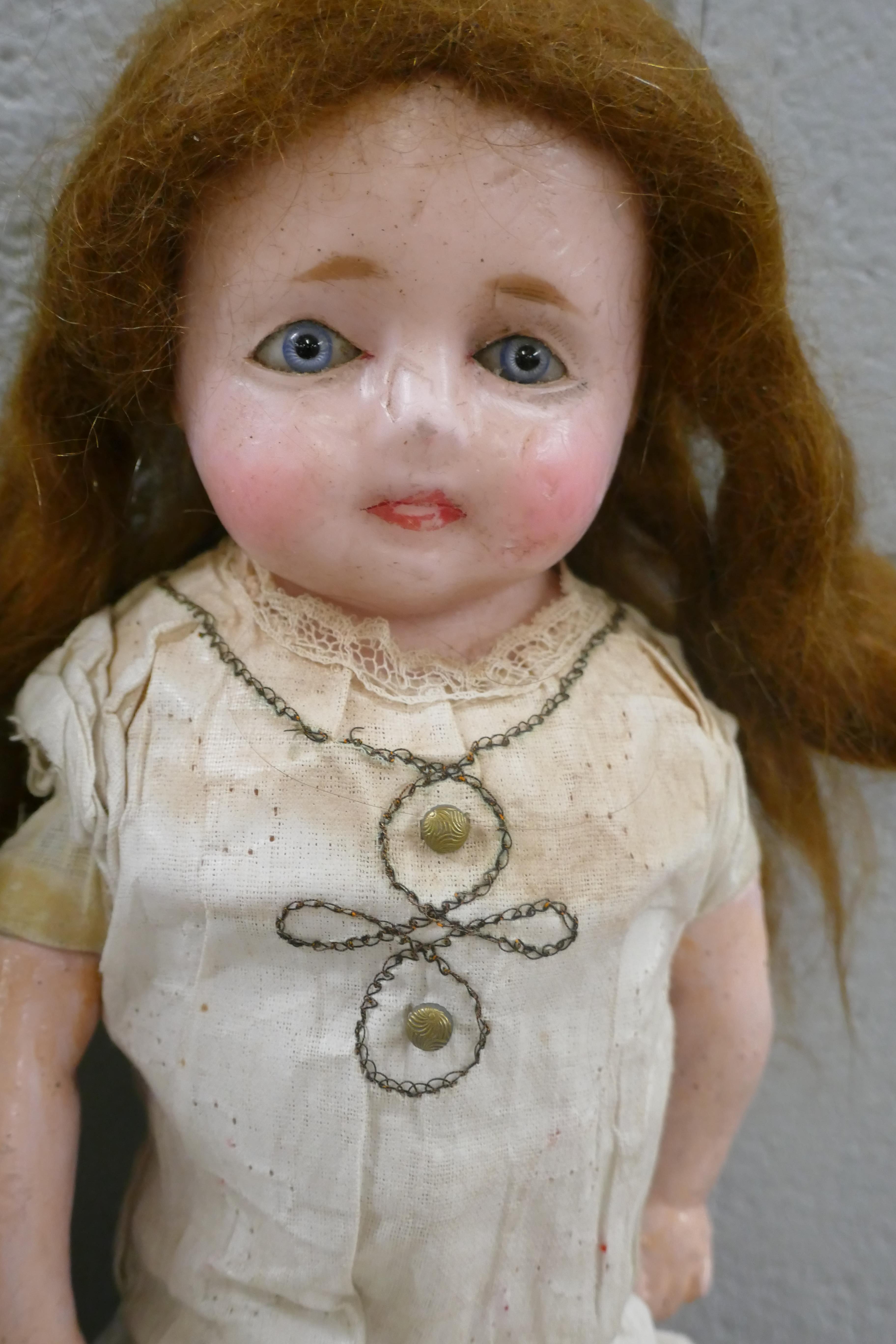 Two dolls; a Victorian composition doll and a wax over composition doll, 49cm/60cm - Image 2 of 8