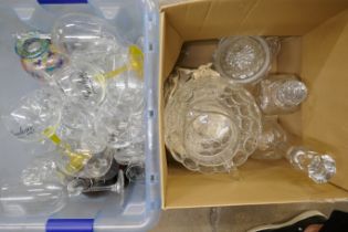 Two boxes of glassware including decanters and large wines **PLEASE NOTE THIS LOT IS NOT ELIGIBLE