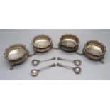 Four silver salts and four silver salt spoons, 288g