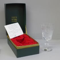 A Thomas Webb limited edition crystal goblet, to commemorate the Investiture of HRH The Prince of