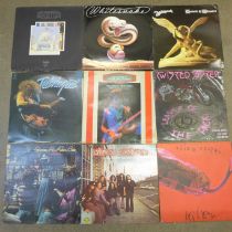 Rock and metal LP records and 12" singles including Led Zeppelin, Whitesnake, Twisted Sister, Lynyrd