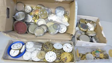 Pocket watch movements, parts, cases, etc.