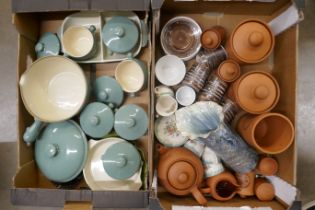 Two boxes of china, etc., Denby, Henry Watson pottery and studio pottery **PLEASE NOTE THIS LOT IS
