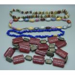 Four hardstone bead necklets