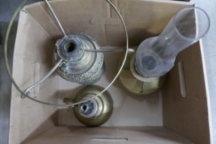 A brass gas lamp and parts **PLEASE NOTE THIS LOT IS NOT ELIGIBLE FOR POSTING AND PACKING**