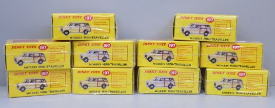 10 Morris Mini Traveller, Atlas Dinky Toys, boxed and sealed