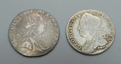 Two sixpences, 1757 and 1787