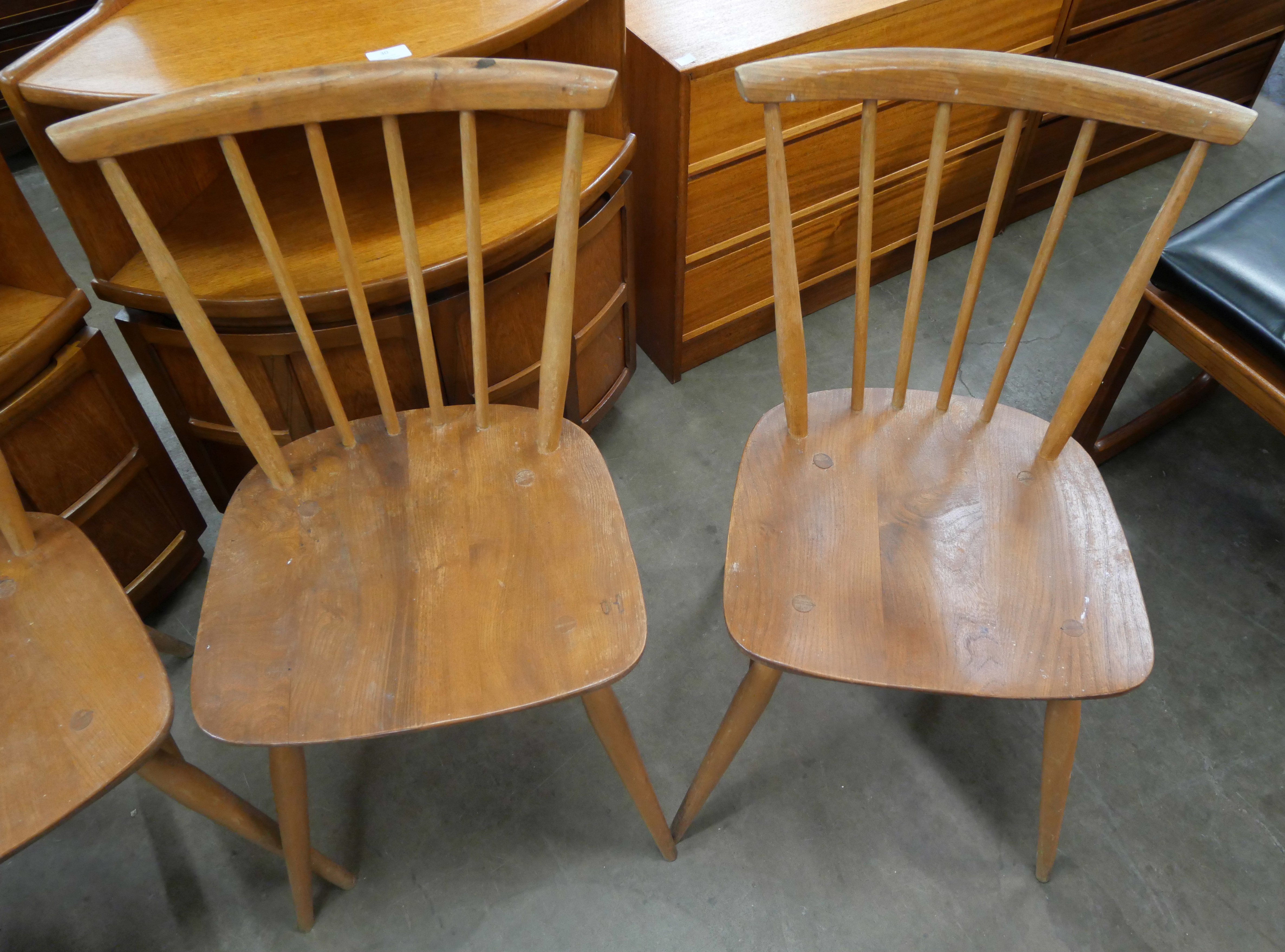 A set of four Ercol Blonde elm and beech chairs - Image 3 of 3