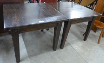 A pair of elm lamp tables