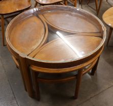 A Nathan Trinity teak and glass topped circular coffee table