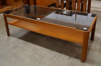 A Myer teak and glass topped rectangular coffee table