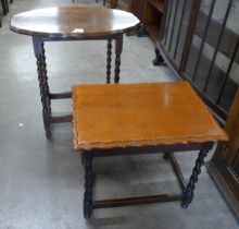 Two oak barleytwist occasional tables