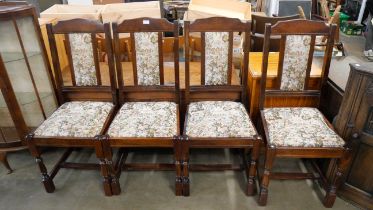 A set of four mahogany dining chairs, etc.