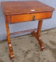 A Regency amboyna single drawer side table