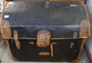 A leather bound travel trunk