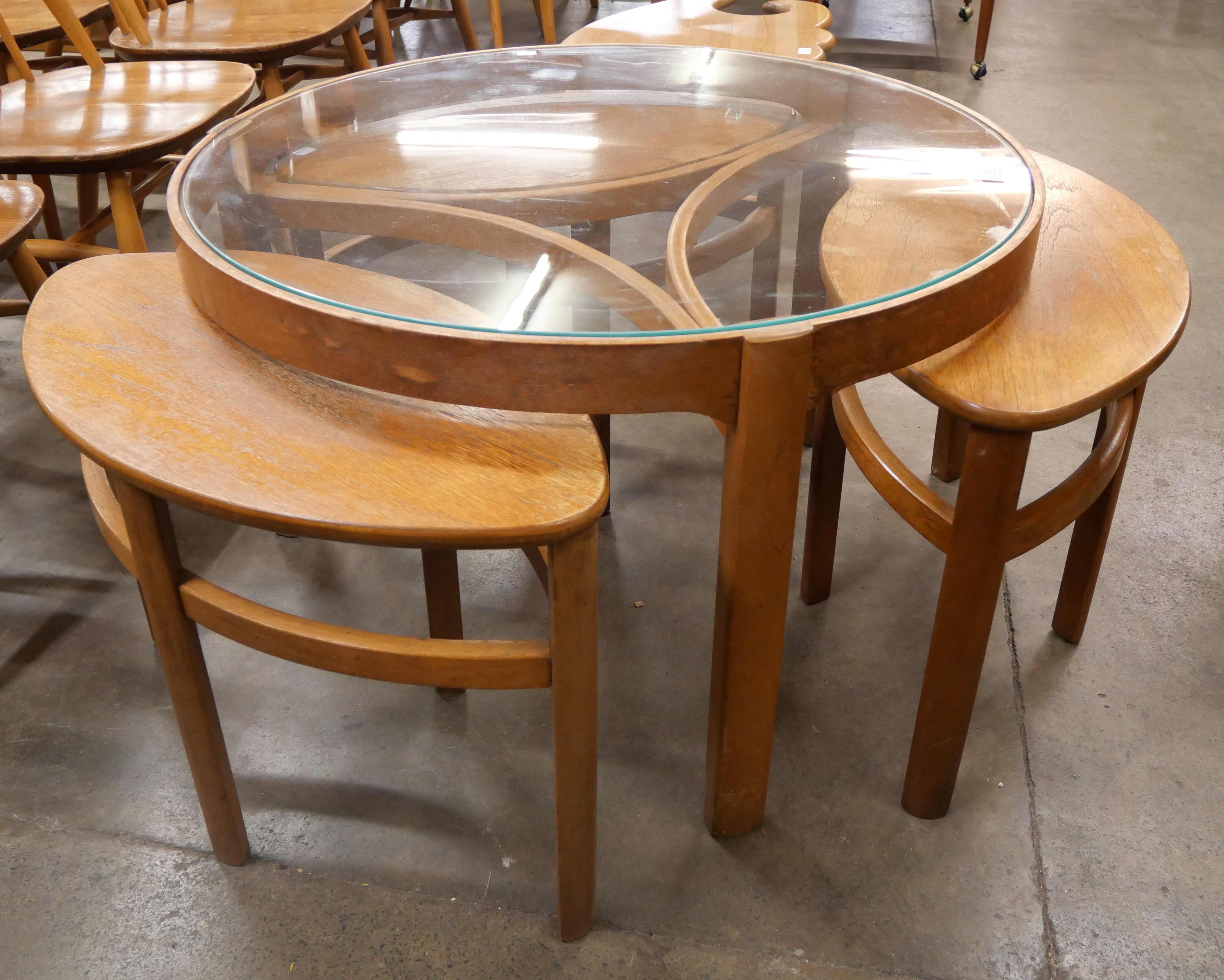 A Nathan Trinity teak and glass topped circular coffee table - Image 2 of 2