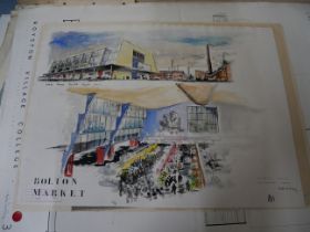 A large number of architectural drawings, 1950-1965 for schools in West London theatres and