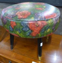 A Sherborne floral vinyl circular stool