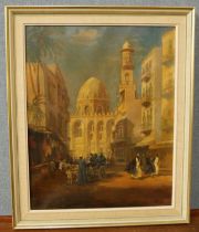 Gerna Karoly, Cairo street scene, oil on canvas, framed