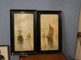 A pair of marine scene prints, framed