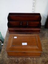 A Victorian mahogany workbox and stationery rack