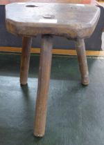 A Victorian elm milking stool