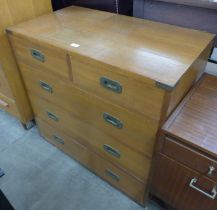 A 19th Century style teak military campaign chest of drawers