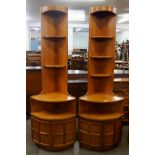 Two Nathan Squares corner cabinets