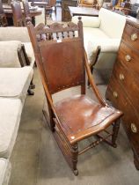 A 19th Century American beech rocking chair