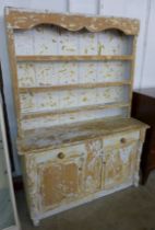 An Irish style painted beech and pine dresser