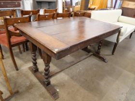 An early 20th Century oak barleytwist metamorphic refectory table/settee