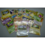 25 Vintage 1996 Japanese Pokemon Pocket Monster cards, all in protective sleeves