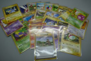 25 Vintage 1996 Japanese Pokemon Pocket Monster cards, all in protective sleeves