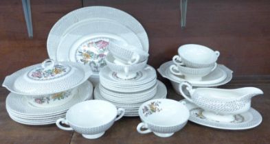 A Myott, Son & co. Hanley Swing Time dinner service, six setting, includes dinner, tea and side