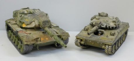 Two Tamiya 1:35 scale motorised tanks
