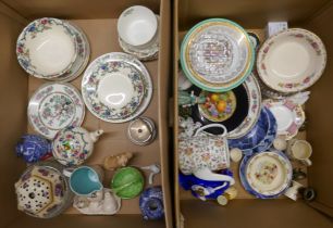 A large collection of china and glass, including a Royal Doulton figure, Elaine, a Minton teapot,