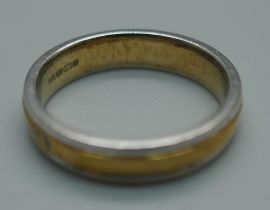 A 9ct two colour gold wedding ring, L/M