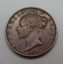 An 1839 Isle of Man half penny