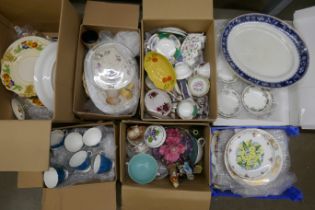 Six boxes of assorted china and glass **PLEASE NOTE THIS LOT IS NOT ELIGIBLE FOR POSTING AND